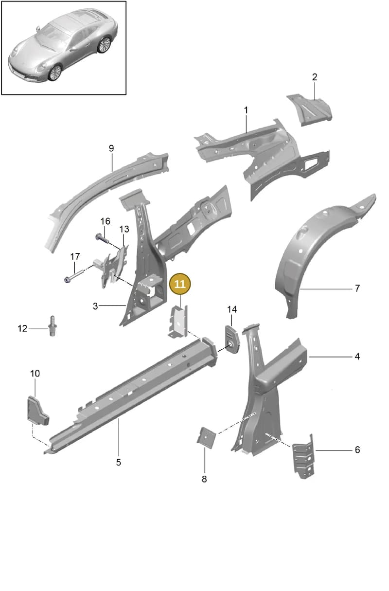 99150174800GRV — Porsche 911 (2016-2019) diagram p47801050, position 11
