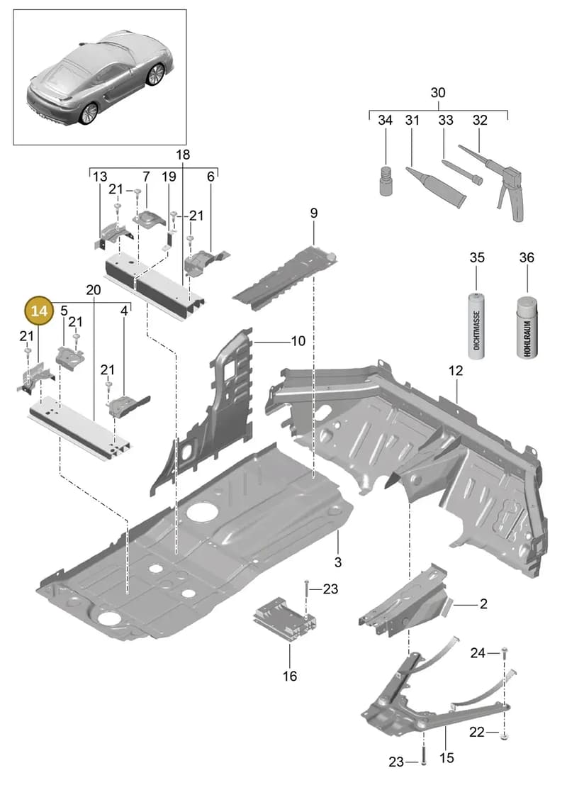 99150189200GRV — Porsche Cayman GT4 (2015-2016) diagram p45801020, position 14