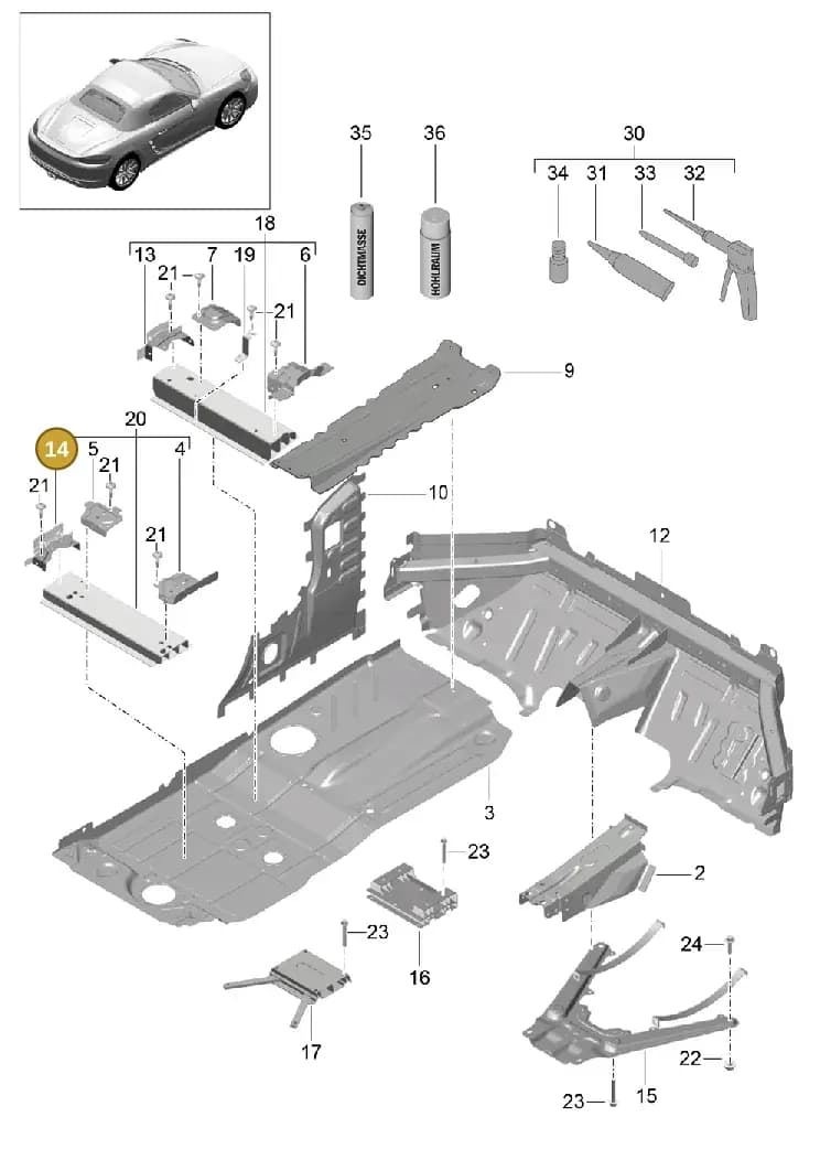 99150189200GRV — Porsche Boxster (2016-) diagram p48801020, position 14