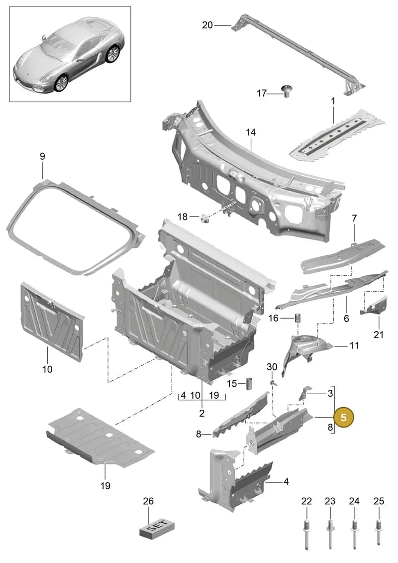 99150191401GRV — Porsche Cayman (2013-2016) diagram p40801010, position 5