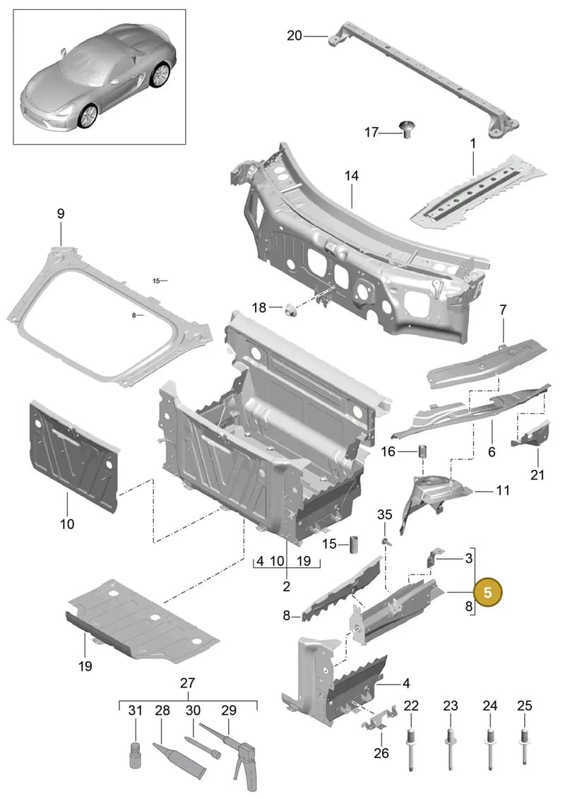 99150191401GRV — Porsche Boxster Spyder (2015-2016) diagram p46801010, position 5