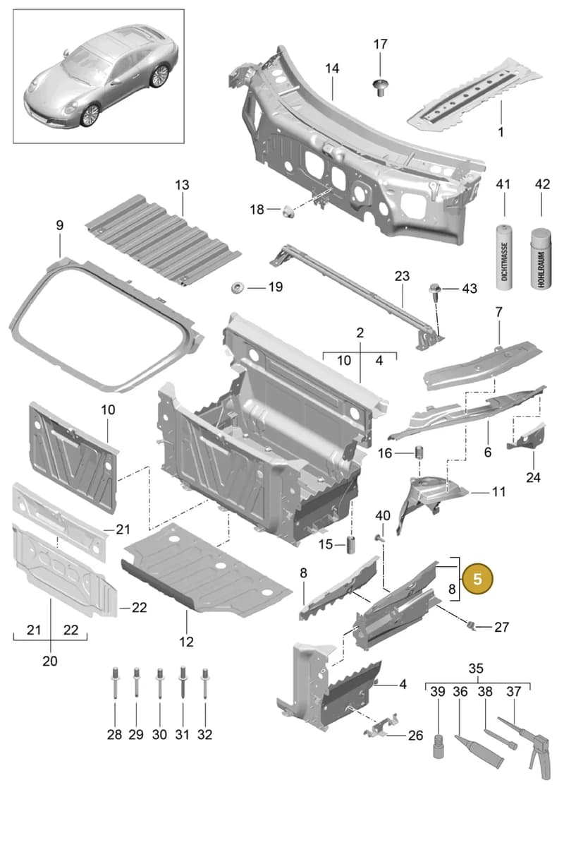 99150191401GRV — Porsche 911 (2016-2019) diagram p47801010, position 5