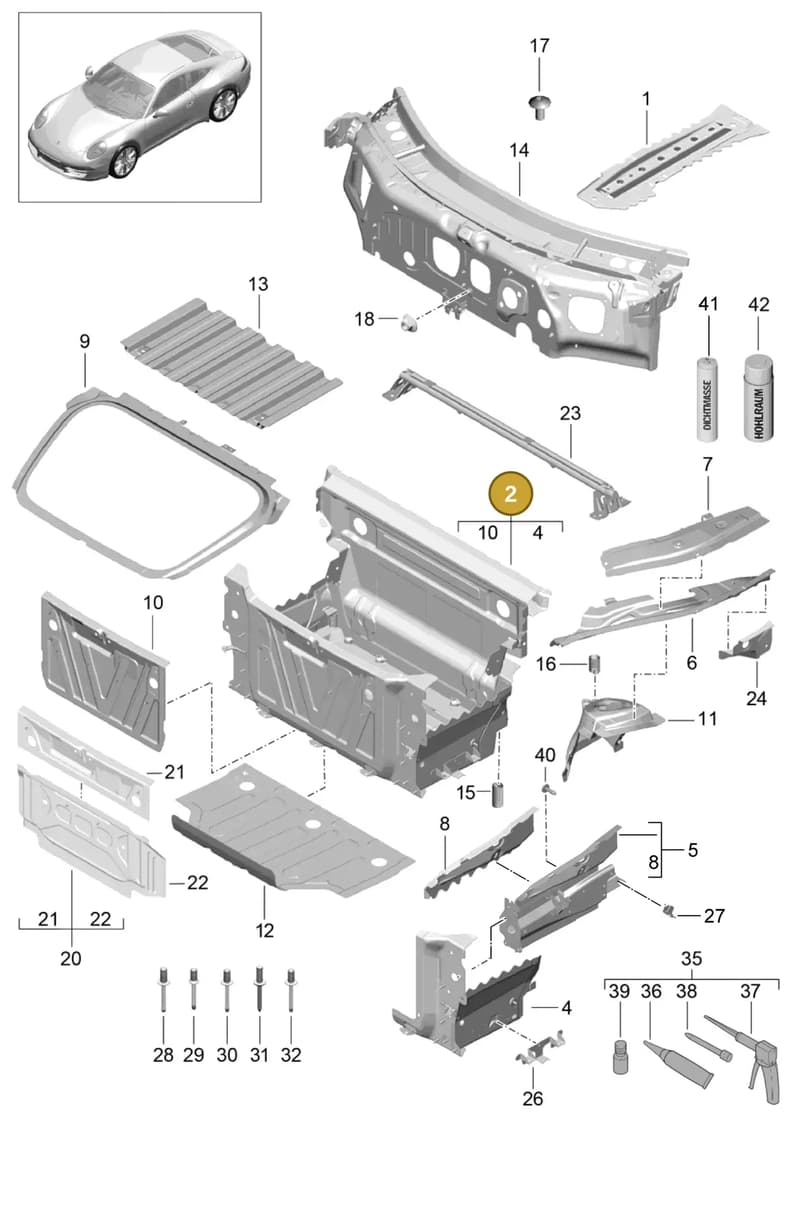 99150192000GRV — Porsche 991 Carrera 4 (2011-2016) diagram p38801010, position 2