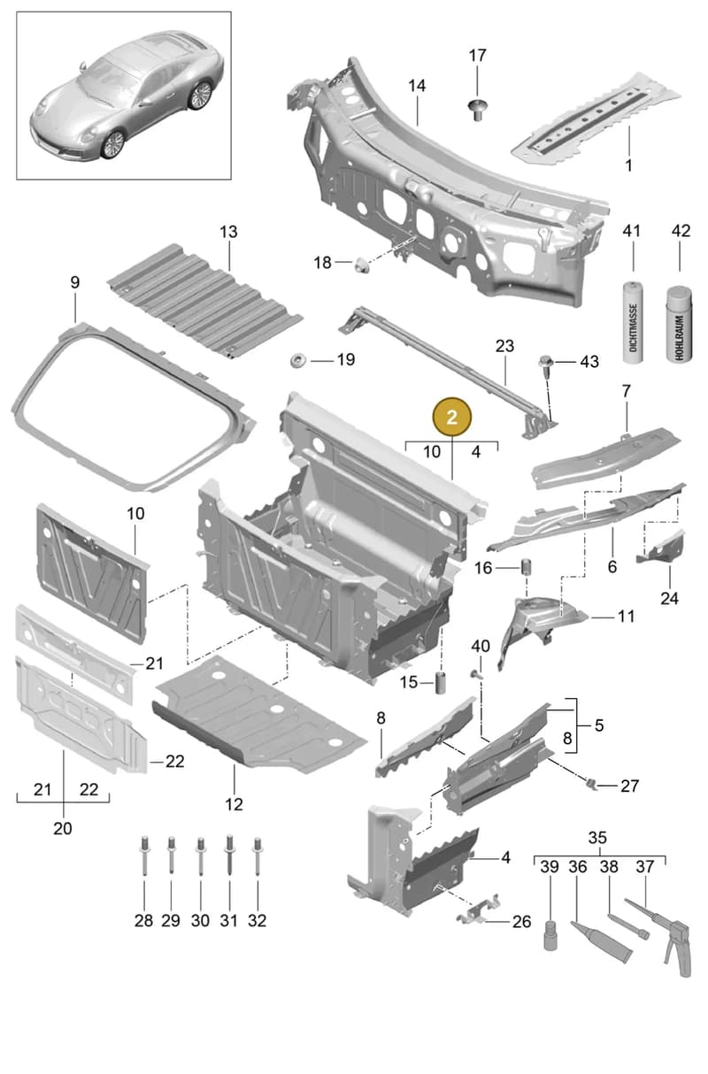 99150192000GRV — Porsche 911 (2016-2019) diagram p47801010, position 2