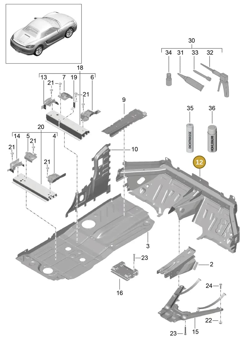 99150195109GRV — Porsche Boxster (2012-2016) diagram p39801020, position 12