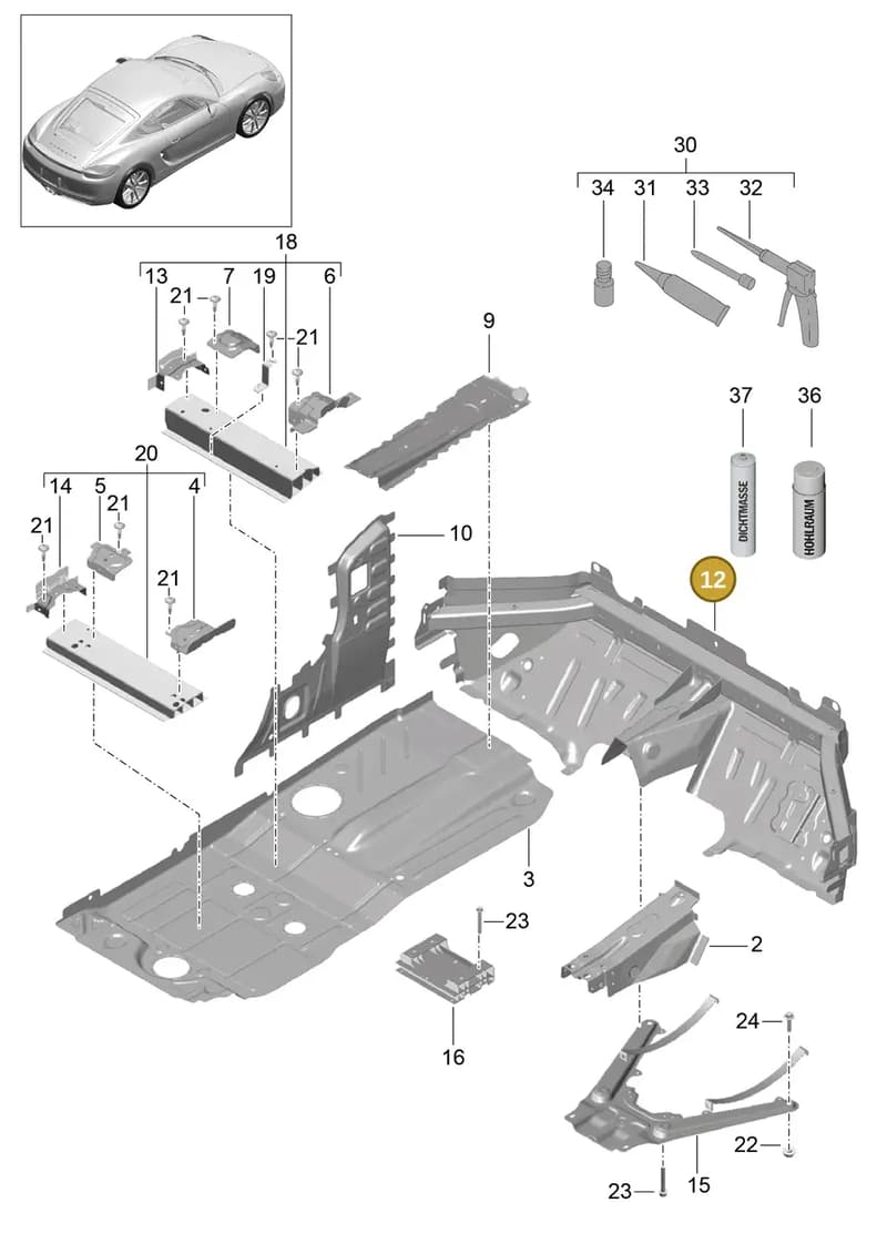 99150195109GRV — Porsche Cayman (2013-2016) diagram p40801020, position 12
