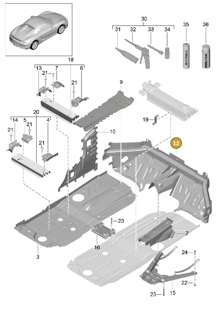 99150195109GRV — Porsche Boxster Spyder (2015-2016) diagram p46801020, position 12