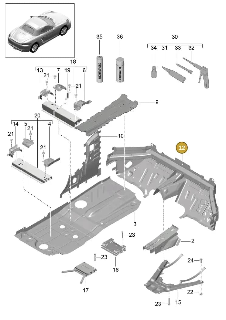99150195109GRV — Porsche Boxster (2016-) diagram p48801020, position 12