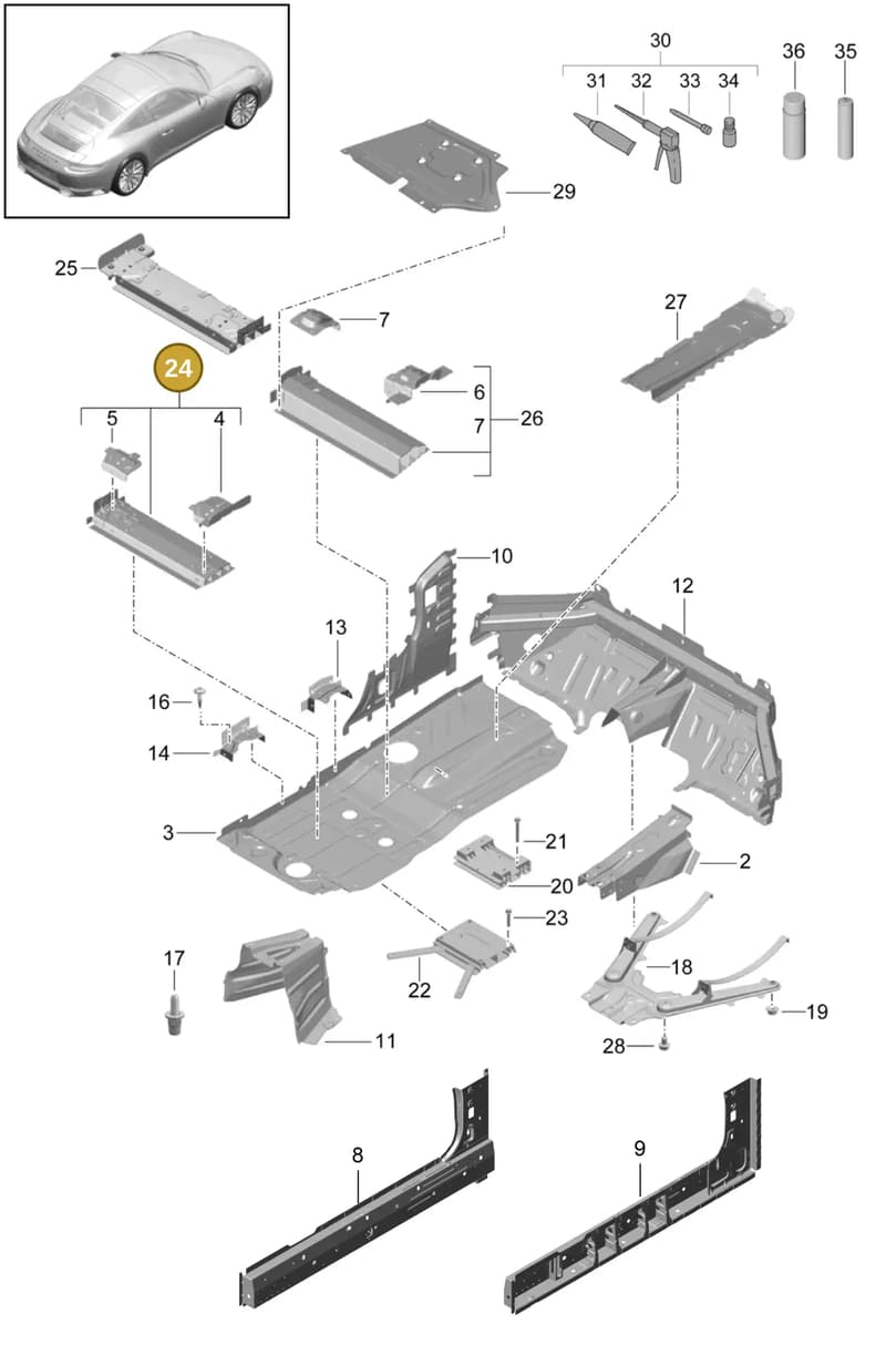 99150199390GRV — Porsche 911 (2016-2019) diagram p47801020, position 24