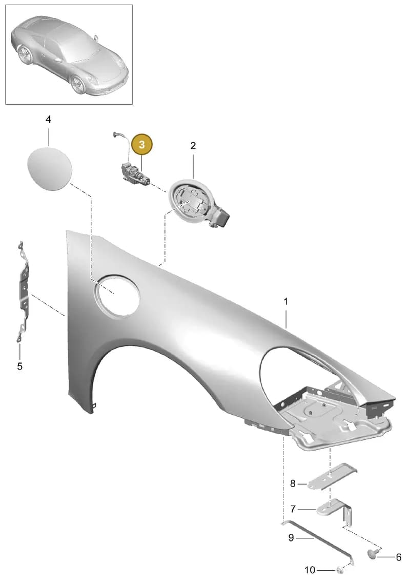 99150203601GRV — Porsche 991 Carrera 4 (2011-2016) diagram p38801040, position 3