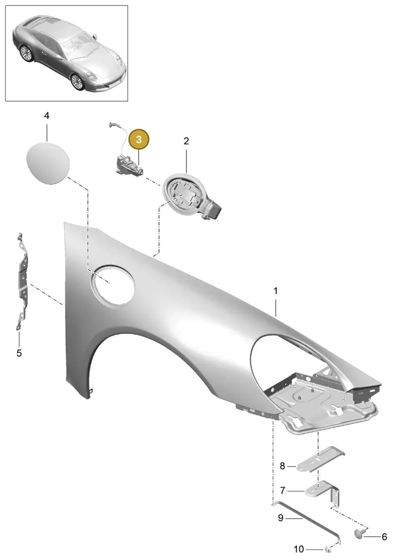 99150203601GRV — Porsche 911 (2016-2019) diagram p47801040, position 3