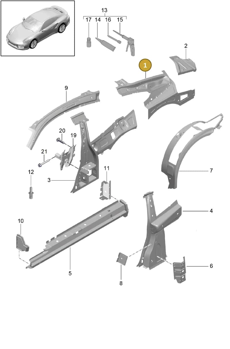 99150208505GRV — Porsche 911 (2013-2020) diagram p42801050, position 1