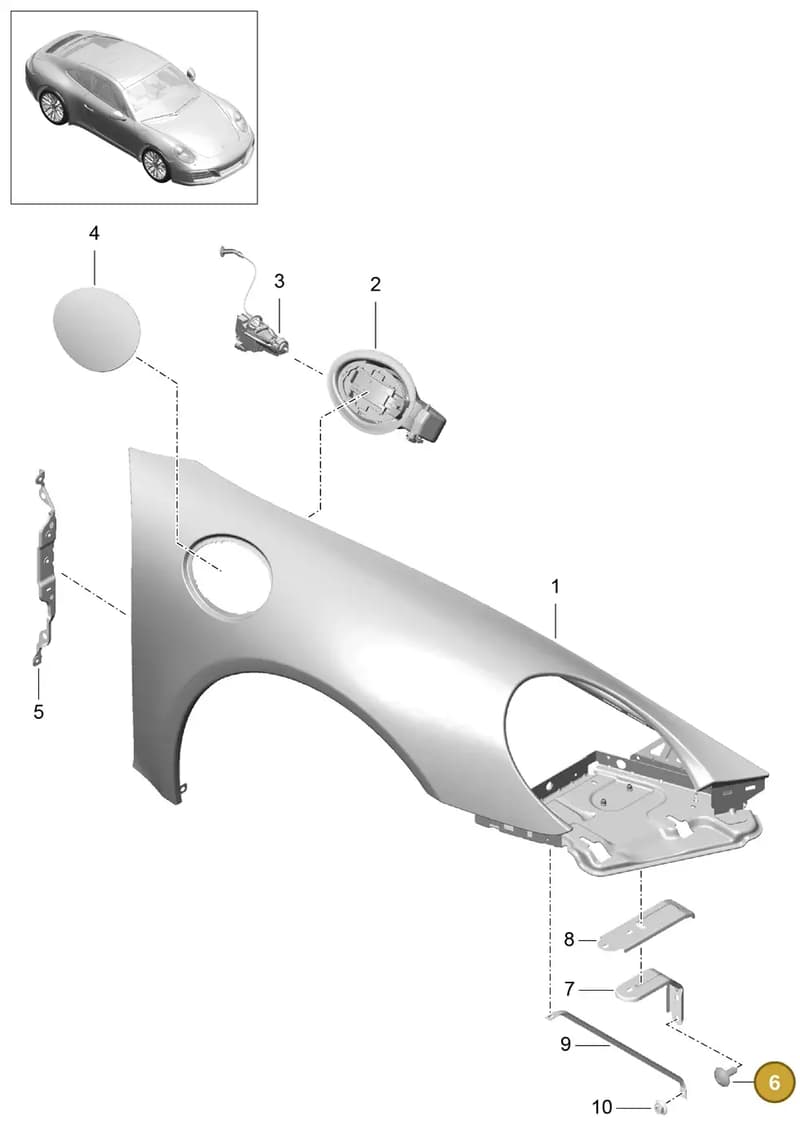 99150223600GRV — Porsche 911 (2016-2019) diagram p47801040, position 6