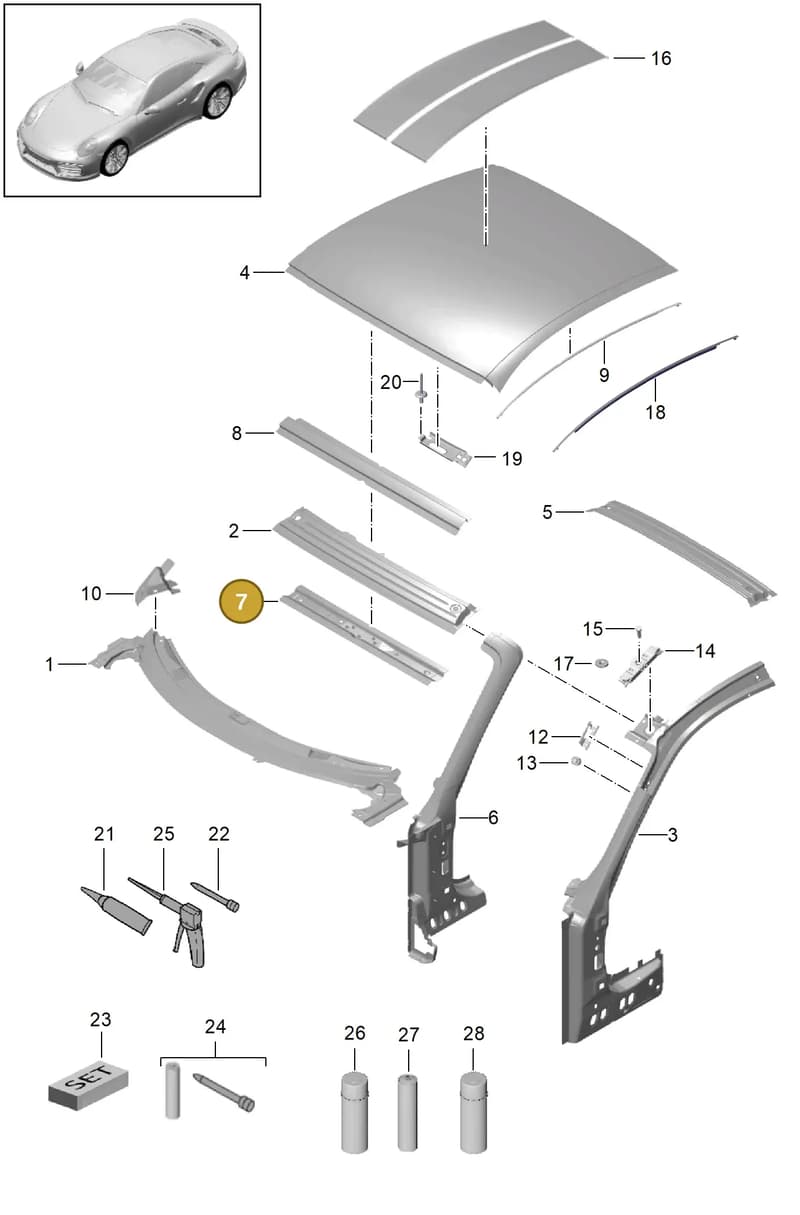 99150225901GRV — Porsche 911 (2013-2020) diagram p42801045, position 7