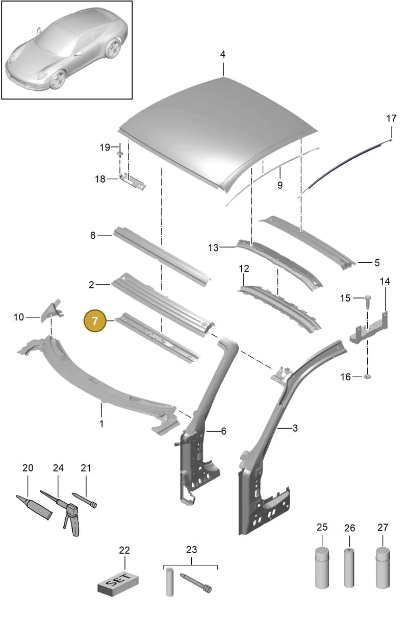99150225902GRV — Porsche 991 Carrera 4 (2011-2016) diagram p38801045, position 7