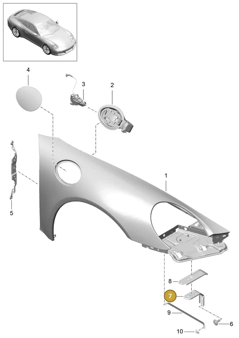 99150225902GRV — Porsche 911 (2016-2019) diagram p47801040, position 7