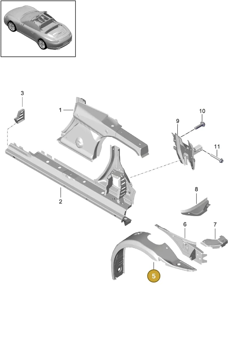 99150231501GRV — Porsche 991 Carrera 4 (2011-2016) diagram p38801060, position 5