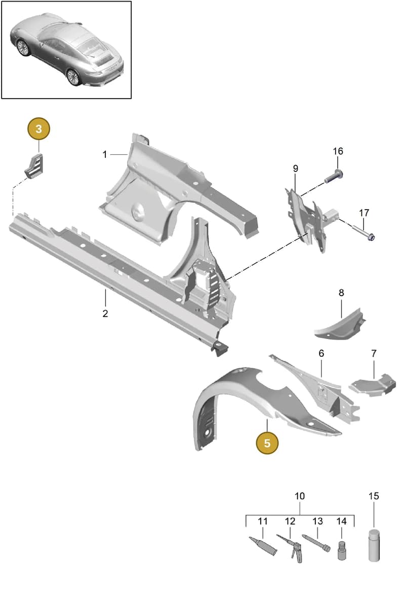 99150231601GRV — Porsche 911 (2016-2019) diagram p47801060, position 3+5