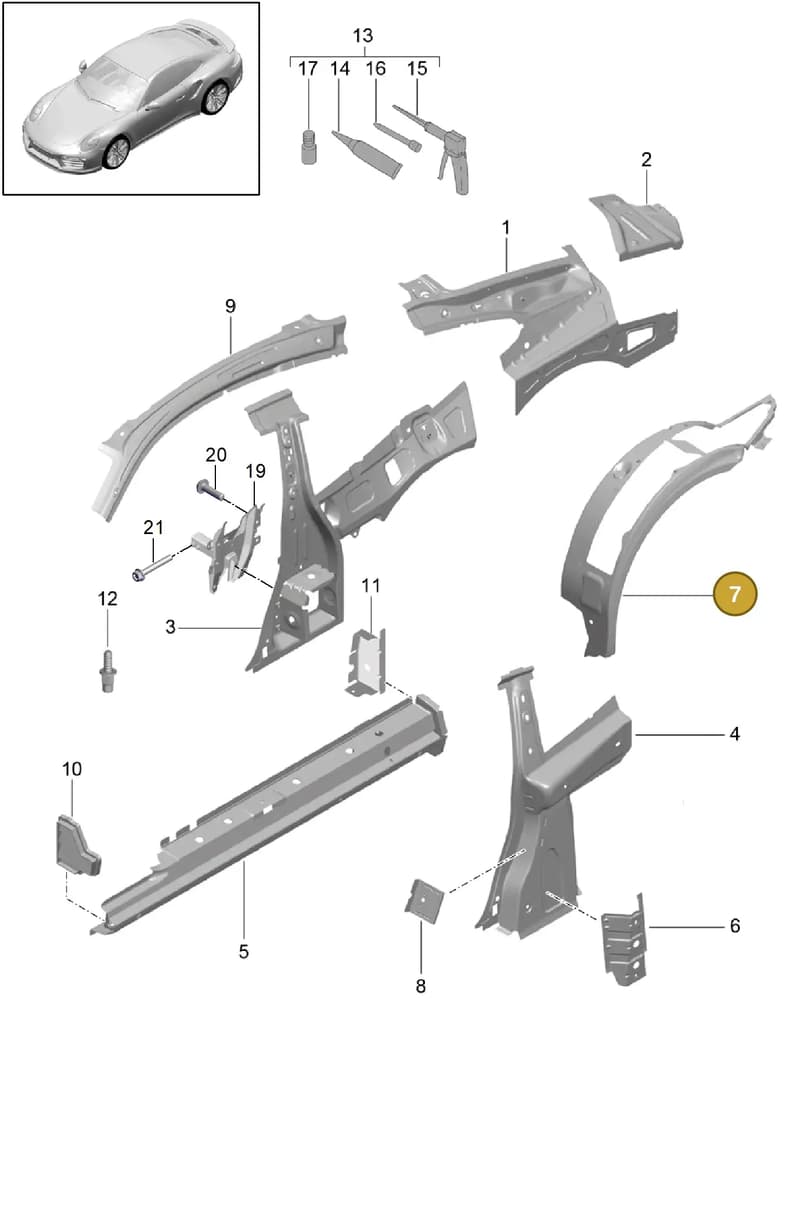 99150231606GRV — Porsche 911 (2013-2020) diagram p42801050, position 7