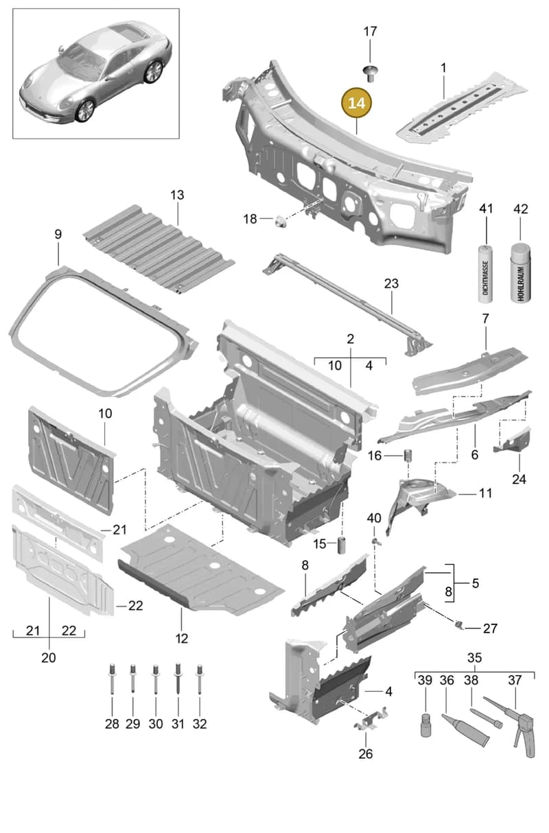 99150233101GRV — Porsche 991 Carrera 4 (2011-2016) diagram p38801010, position 14