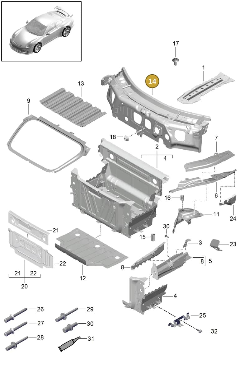 99150233101GRV — Porsche 911 (2013-2020) diagram p41801010, position 14
