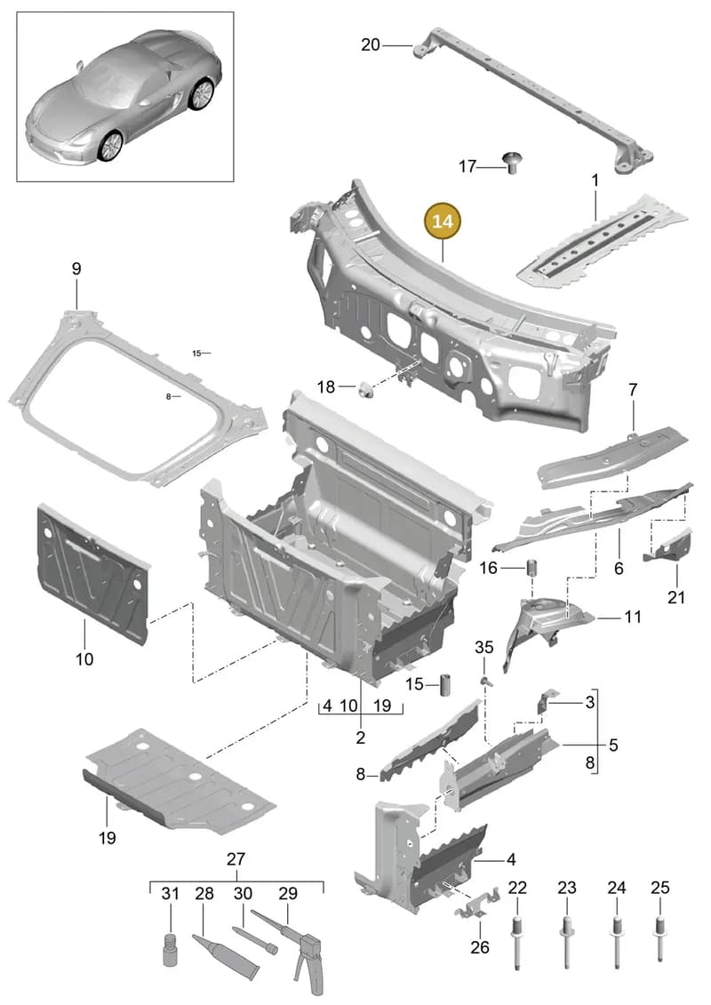 99150233101GRV — Porsche Boxster Spyder (2015-2016) diagram p46801010, position 14