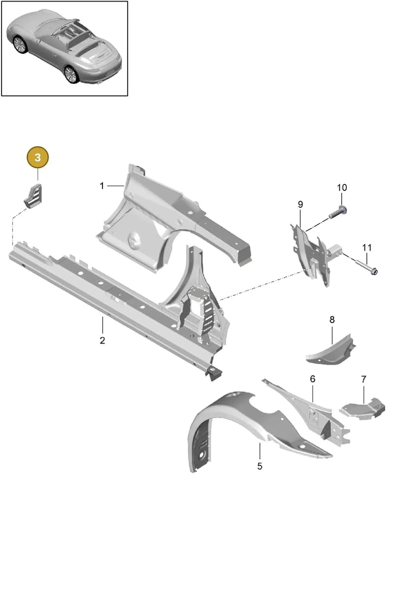 99150241302GRV — Porsche 991 Carrera 4 (2011-2016) diagram p38801060, position 3