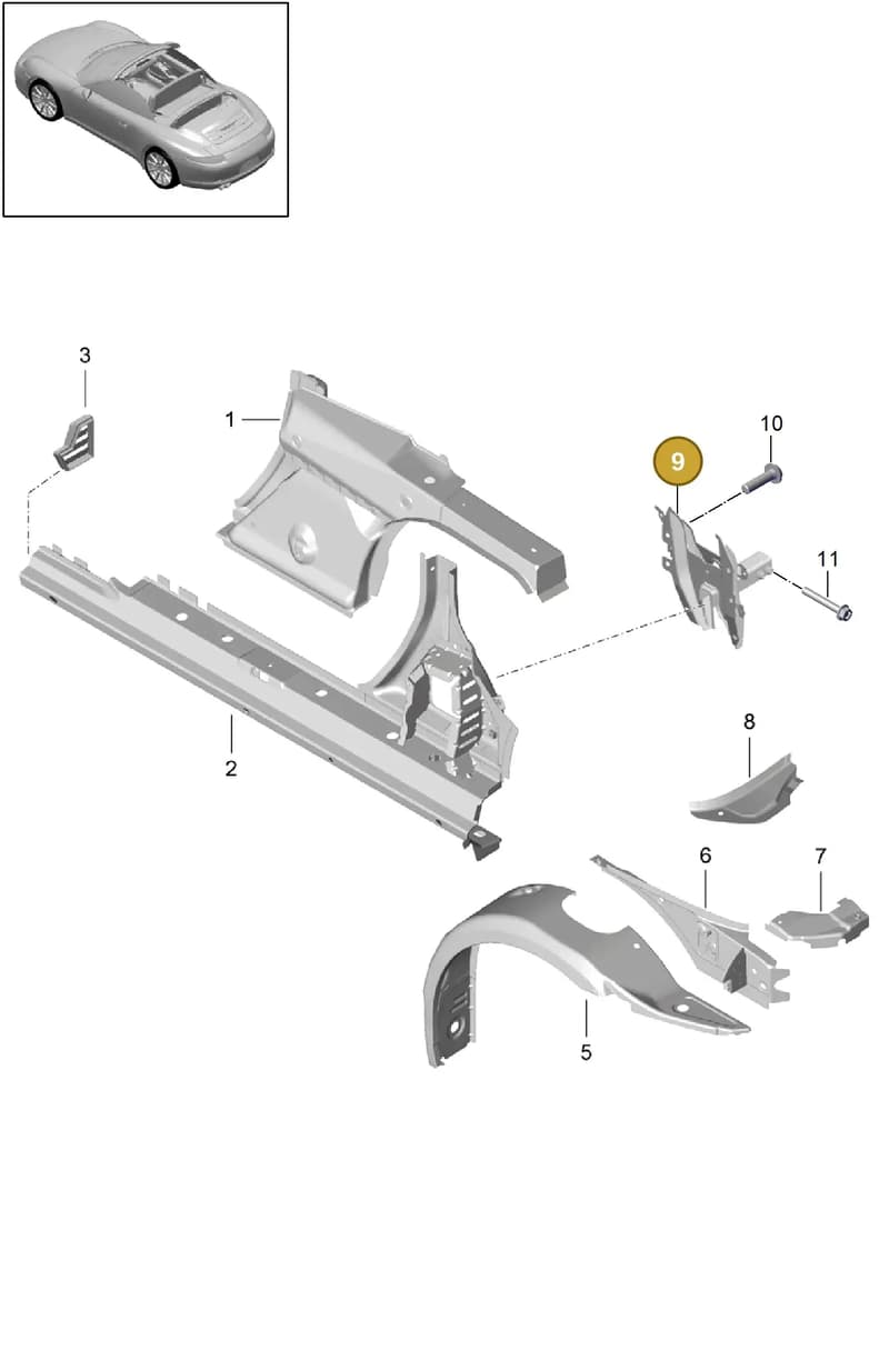 99150241303GRV — Porsche 991 Carrera 4 (2011-2016) diagram p38801060, position 9