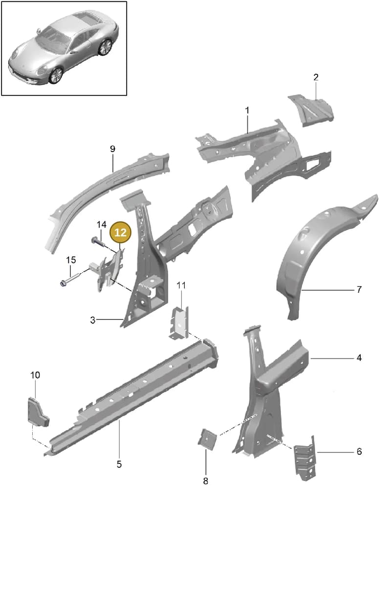 99150241400GRV — Porsche 991 Carrera 4 (2011-2016) diagram p38801050, position 12