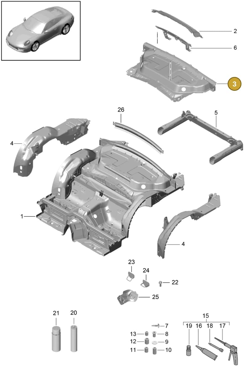 99150242105GRV — Porsche 991 Carrera 4 (2011-2016) diagram p38801035, position 3