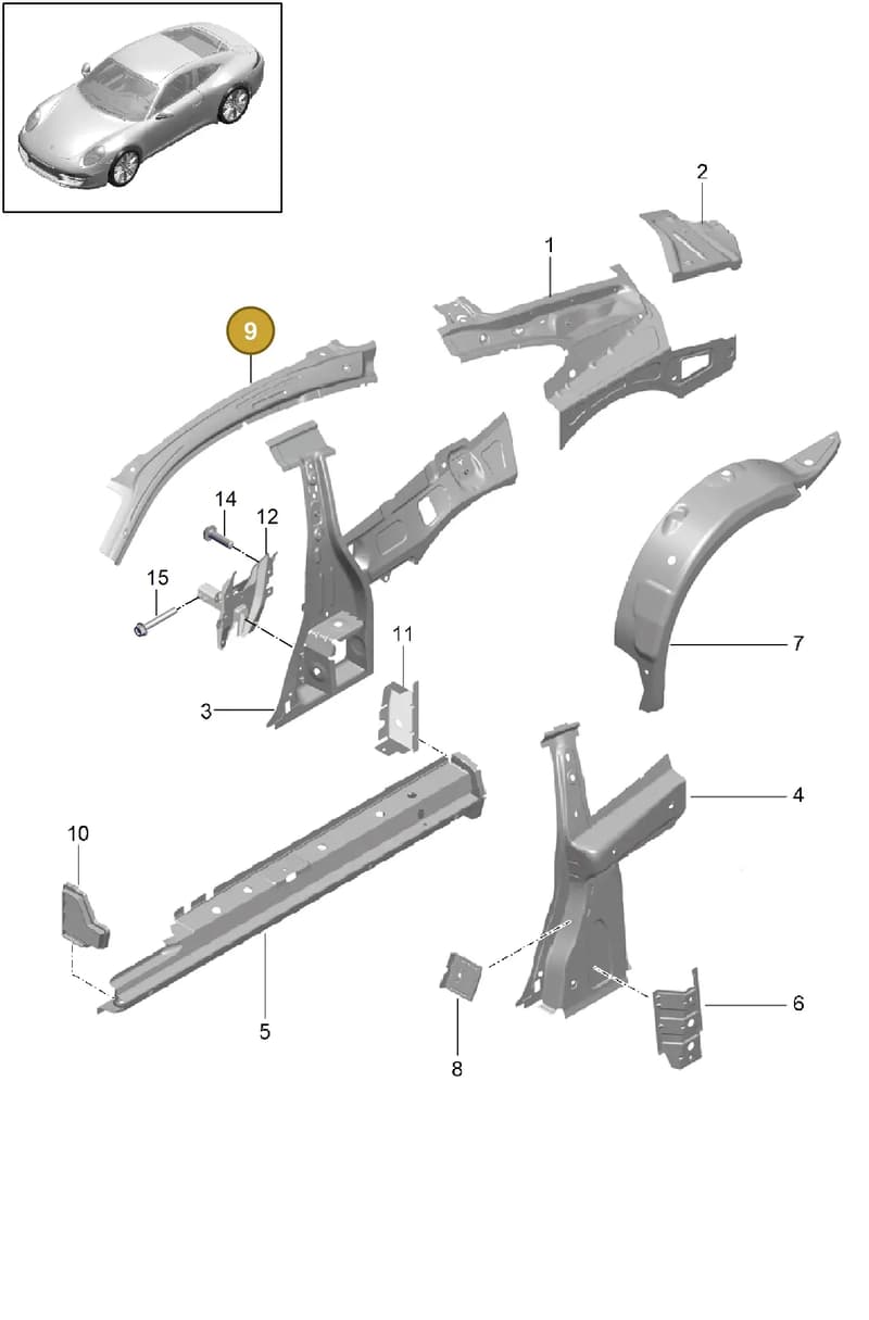 99150246600GRV — Porsche 991 Carrera 4 (2011-2016) diagram p38801050, position 9