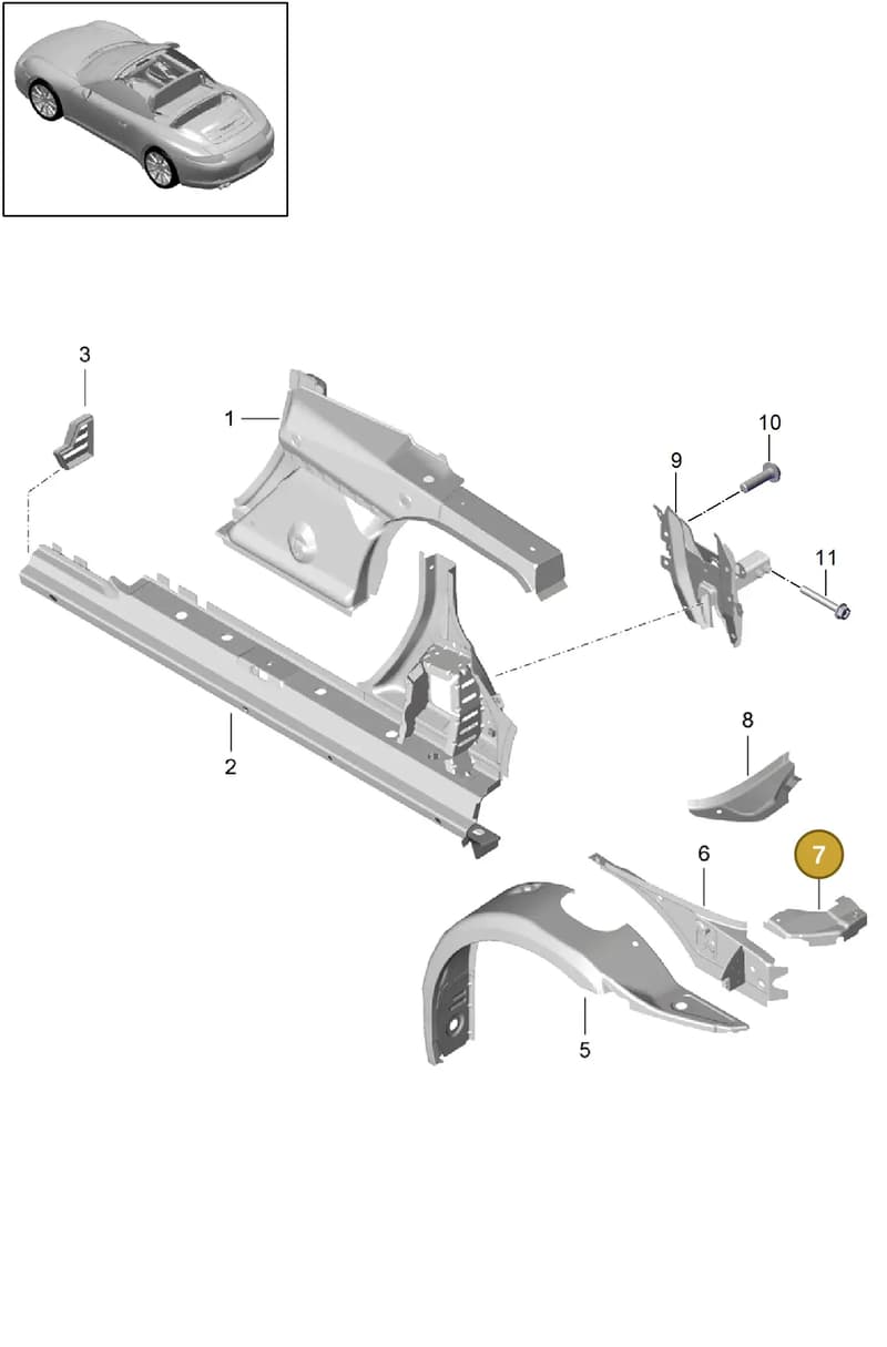 99150247500GRV — Porsche 991 Carrera 4 (2011-2016) diagram p38801060, position 7