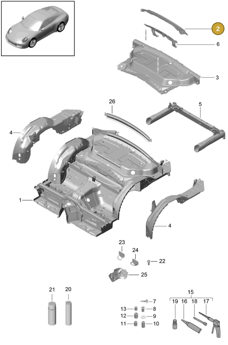 99150250901GRV — Porsche 991 Carrera 4 (2011-2016) diagram p38801035, position 2