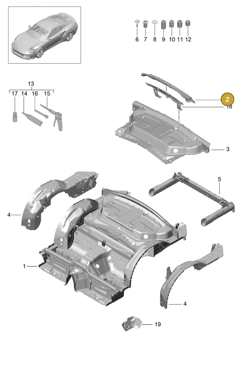 99150250901GRV — Porsche GT2 RS Clubsport (2013-2020) diagram p42801035, position 2