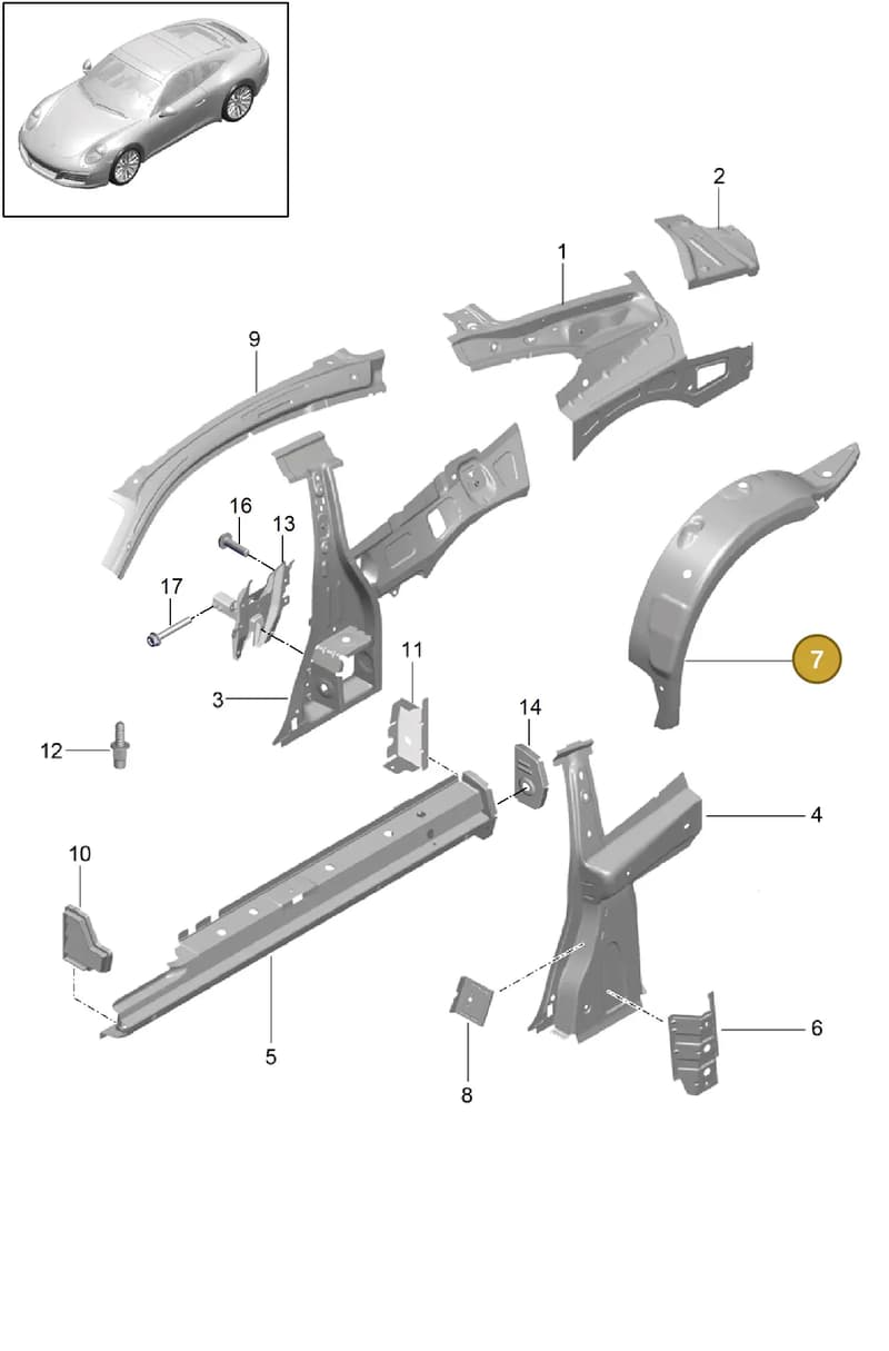 99150251500GRV — Porsche 911 (2016-2019) diagram p47801050, position 7