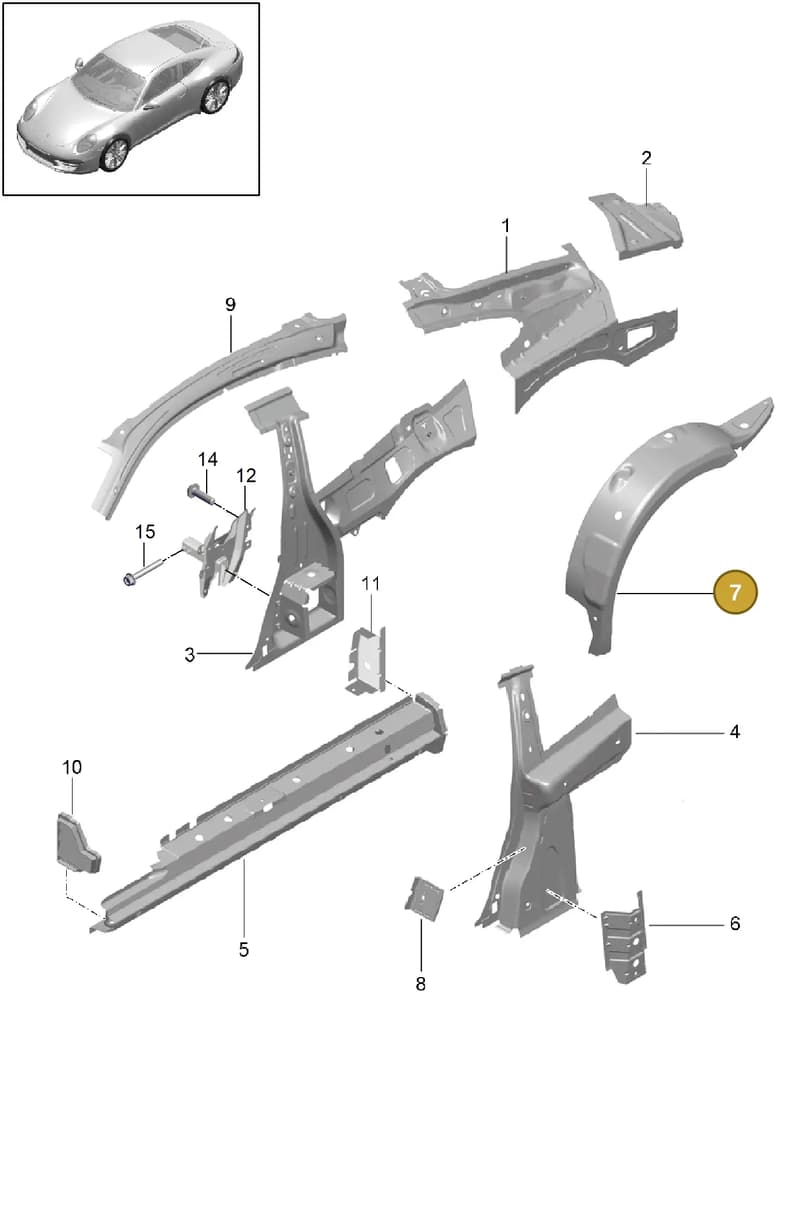 99150251600GRV — Porsche 991 Carrera 4 (2011-2016) diagram p38801050, position 7