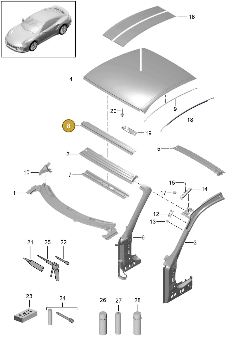 99150252900GRV — Porsche 911 (2013-2020) diagram p42801045, position 8