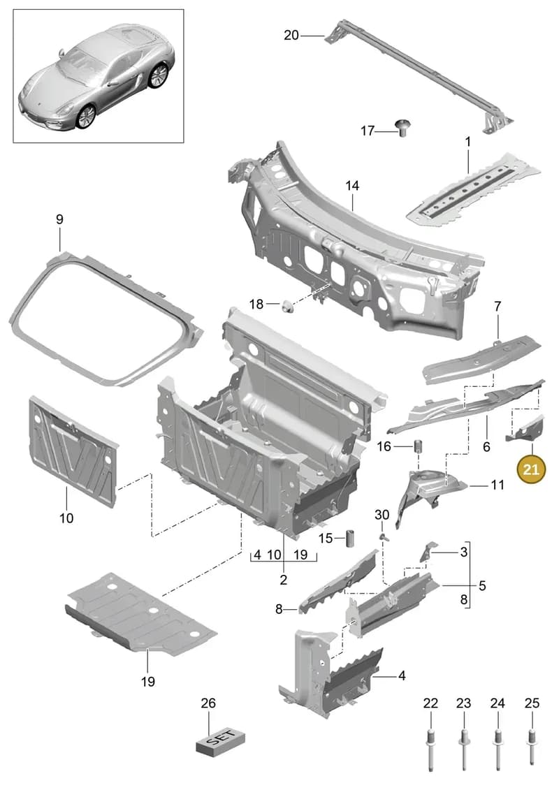 99150254700GRV — Porsche Cayman (2013-2016) diagram p40801010, position 21