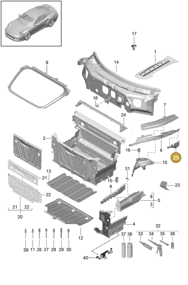 99150254700GRV — Porsche GT2 RS Clubsport (2013-2020) diagram p42801010, position 25