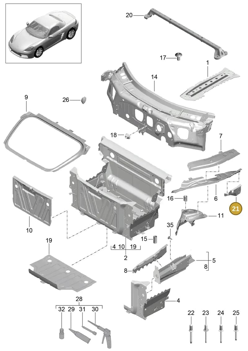 99150254700GRV — Porsche Boxster (2016-) diagram p48801010, position 21
