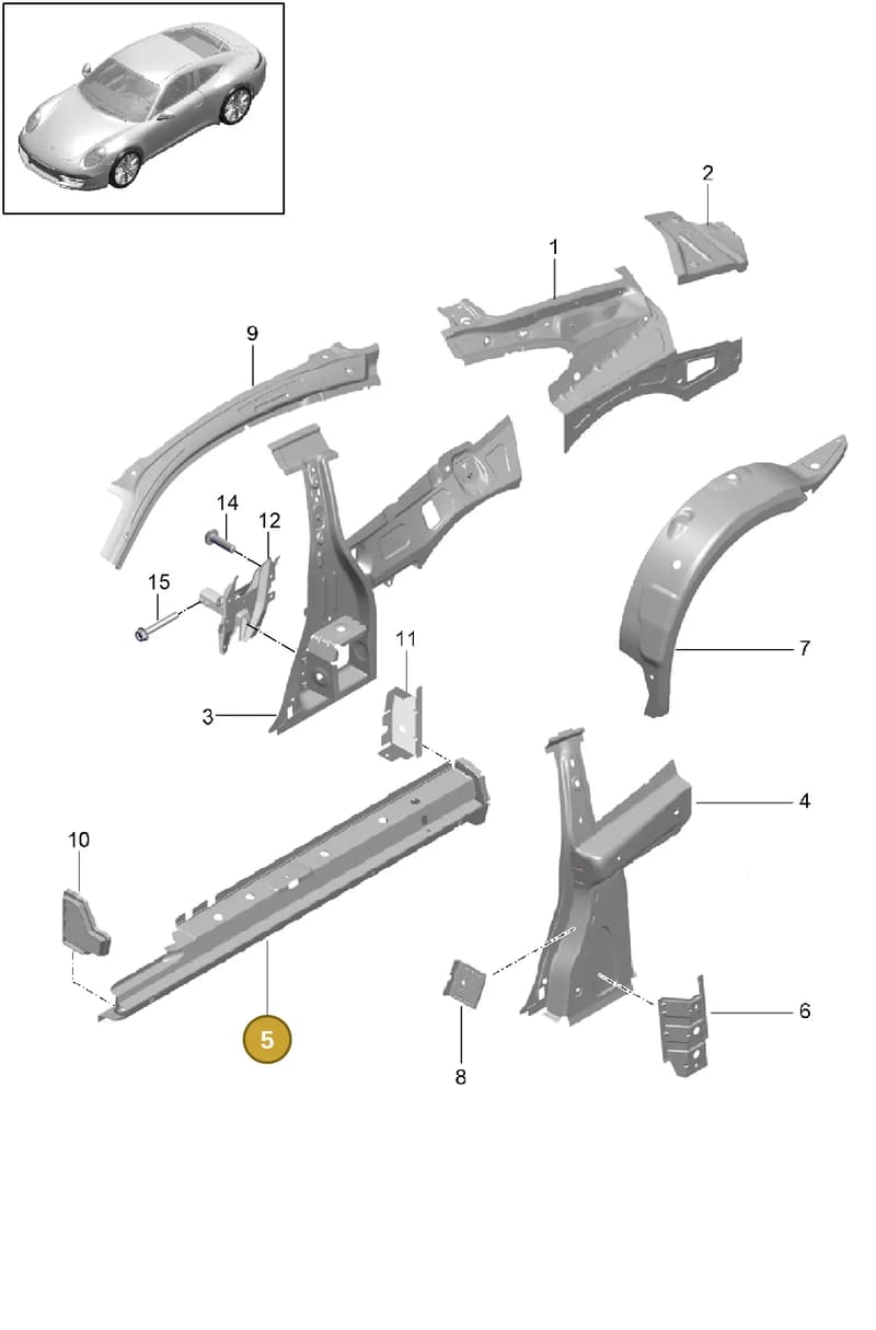 99150256300GRV — Porsche 991 Carrera 4 (2011-2016) diagram p38801050, position 5