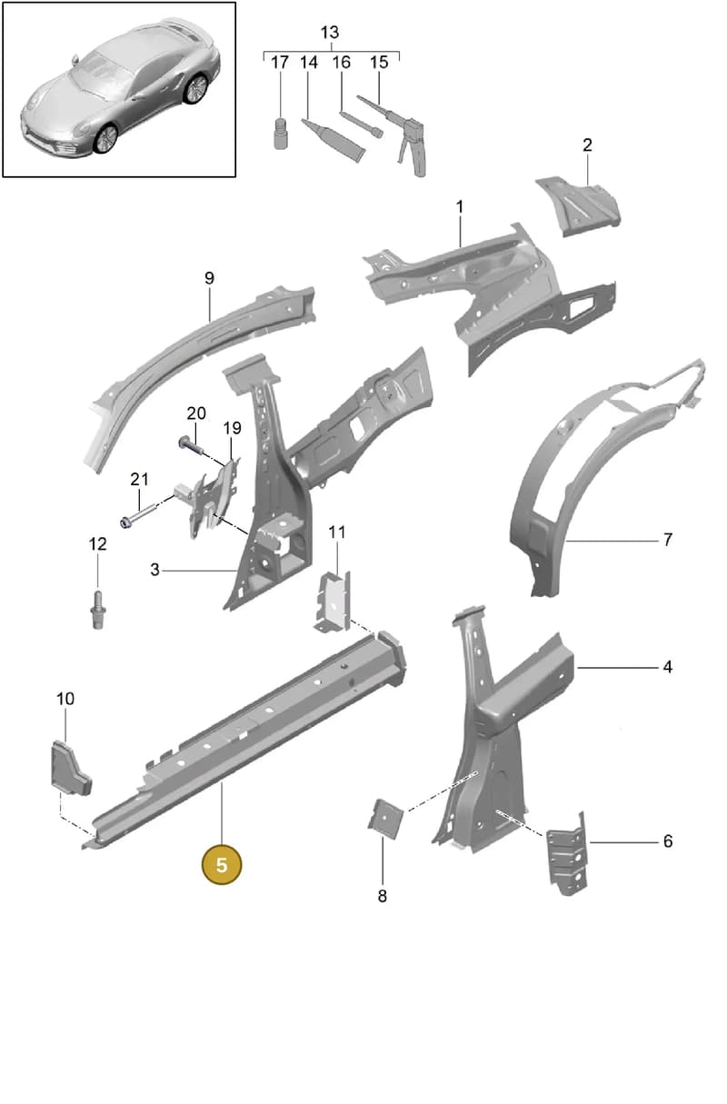 99150256300GRV — Porsche GT2 RS Clubsport (2013-2020) diagram p42801050, position 5