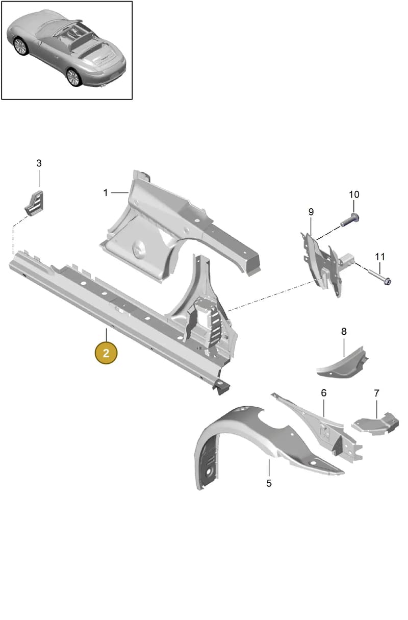 99150256401GRV — Porsche 991 Carrera 4 (2011-2016) diagram p38801060, position 2