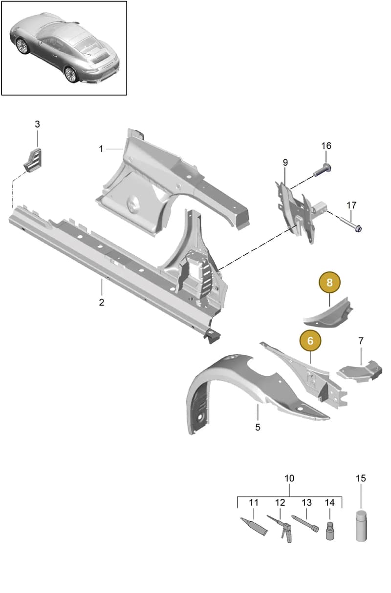 99150259501GRV — Porsche 911 (2016-2019) diagram p47801060, position 6+8