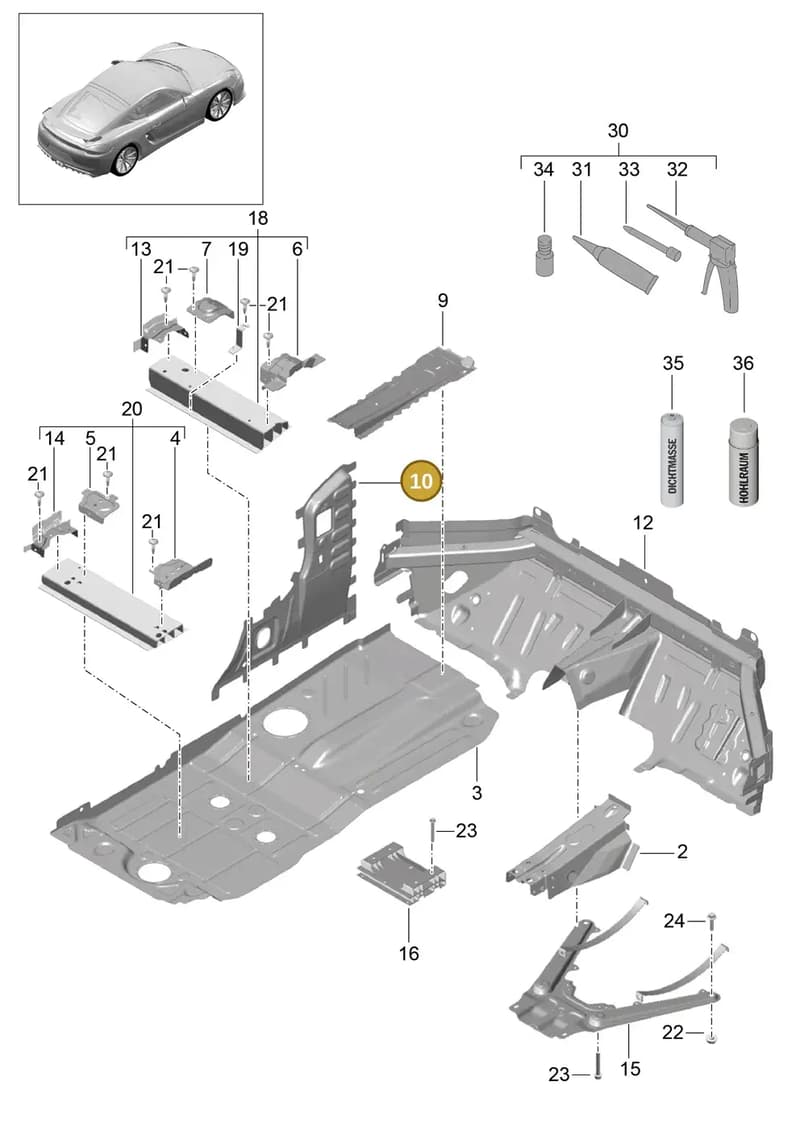 99150263900GRV — Porsche Cayman GT4 (2015-2016) diagram p45801020, position 10