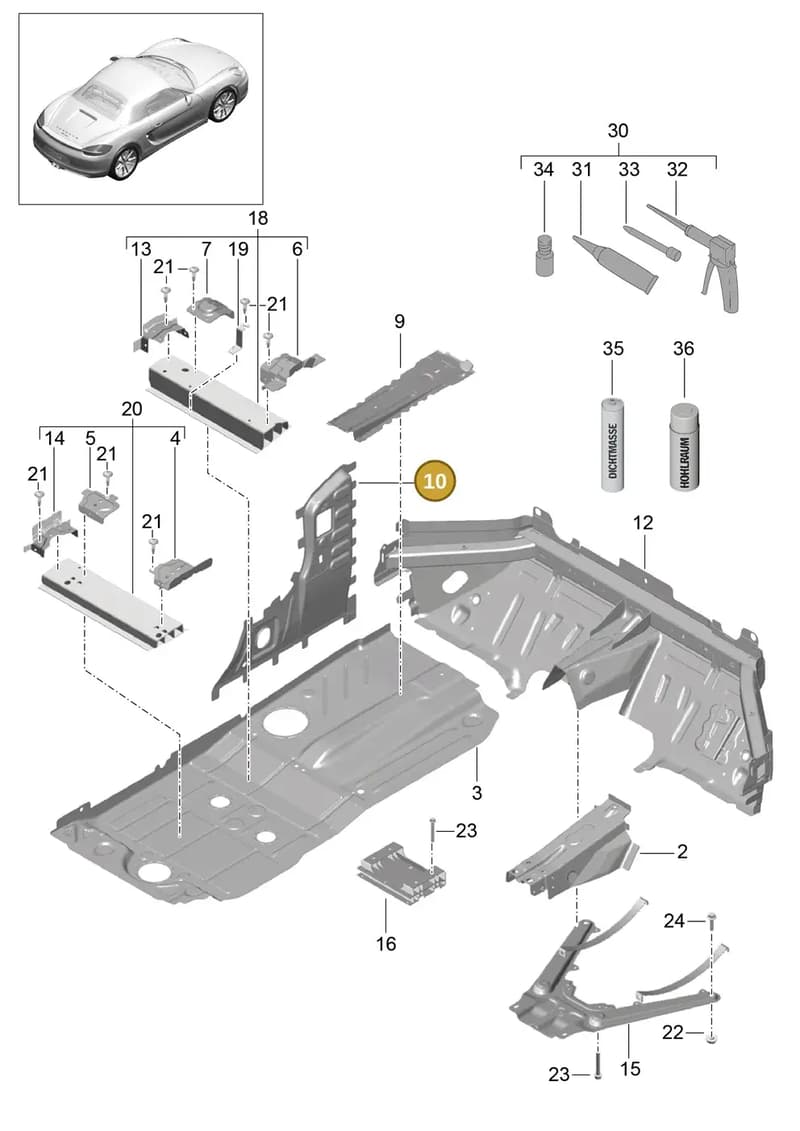 99150264000GRV — Porsche Boxster (2012-2016) diagram p39801020, position 10