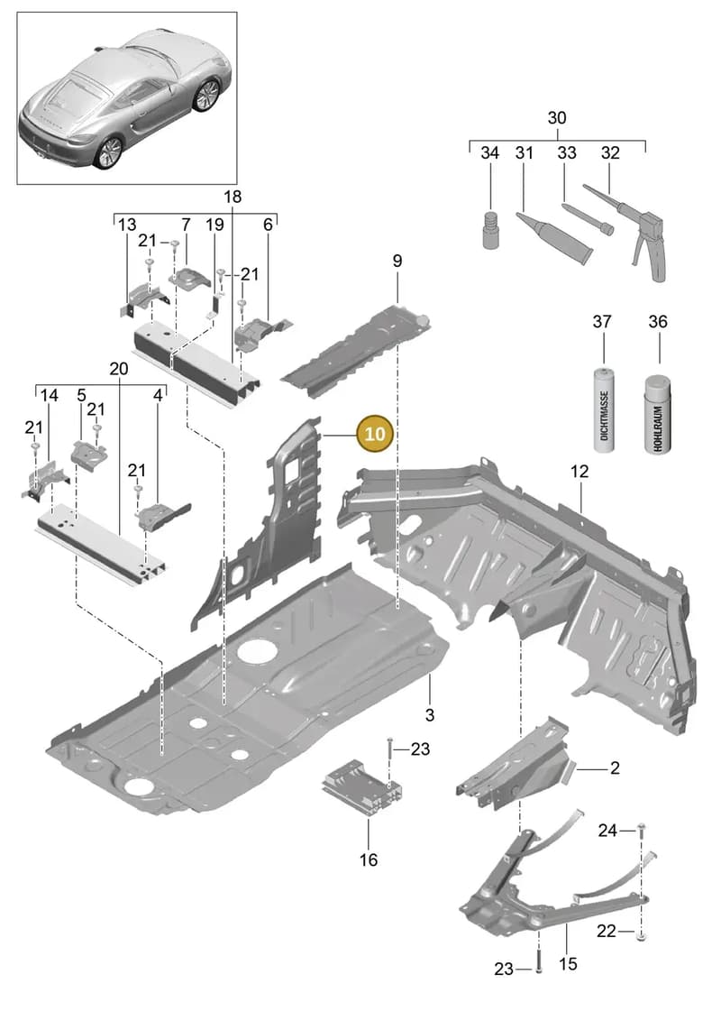 99150264000GRV — Porsche Cayman (2013-2016) diagram p40801020, position 10