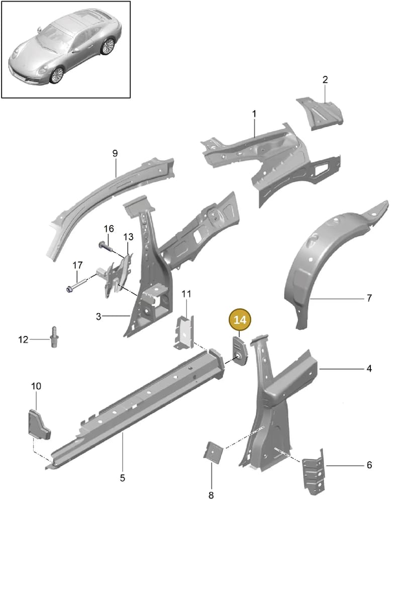 99150281500GRV — Porsche 911 (2016-2019) diagram p47801050, position 14