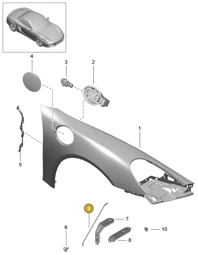 99150344101 — Porsche Boxster (2012-2016) diagram p39801040, position 9