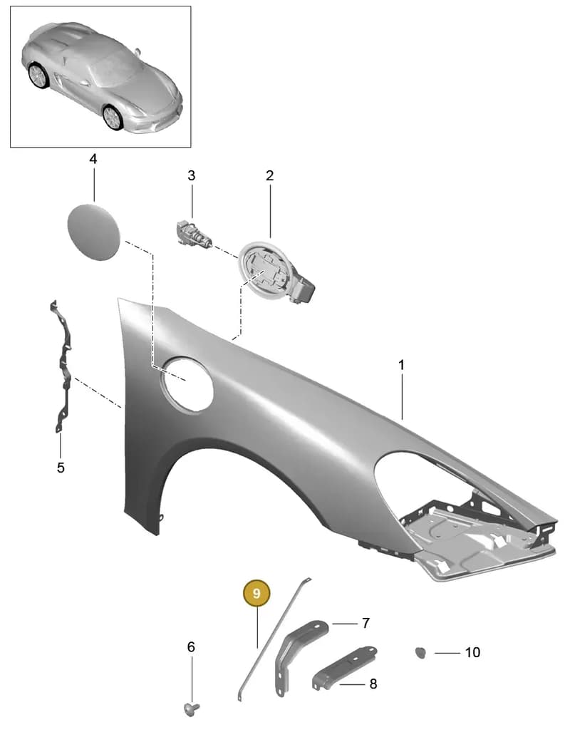 99150344101 — Porsche Boxster Spyder (2015-2016) diagram p46801040, position 9